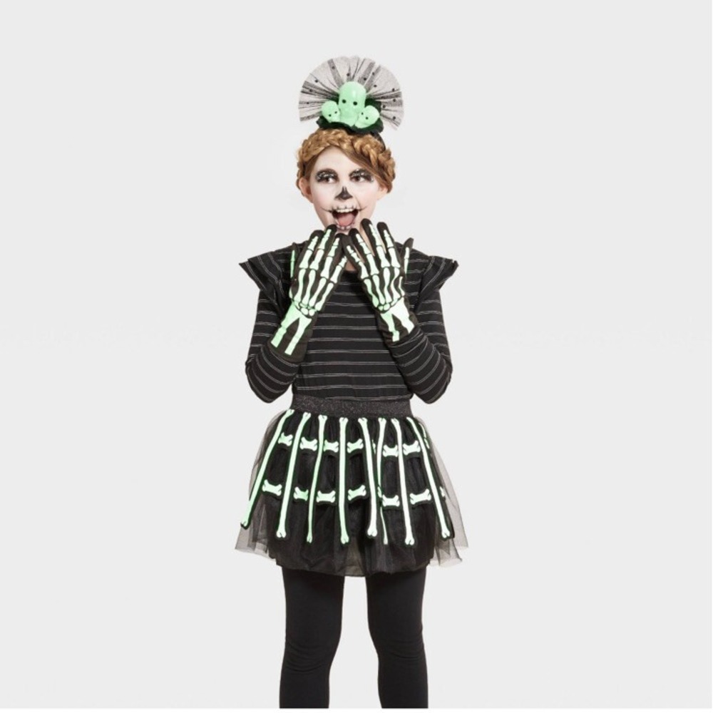 Halloween Skeletonโ Costume Girls Size M (8-10) Kids
